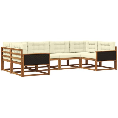 vidaXL Zunanja garnitura za sedenje z blazino 6 pcs Naravna in smetana, (5000280219) Cene