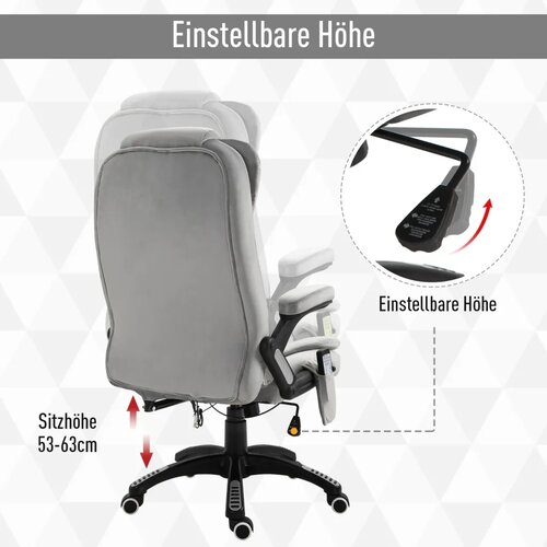  Uredska stolica s masažom i grijanjem ergonomska bar&amp;scaron;unasta siva Slike