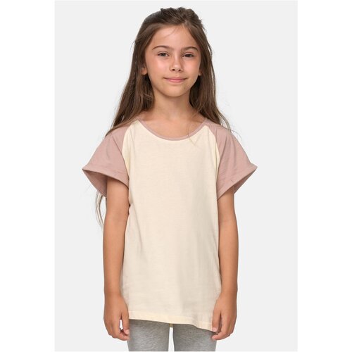 Urban Classics Kids Girls Contrast Raglan Tee whitesand/duskrose Slike
