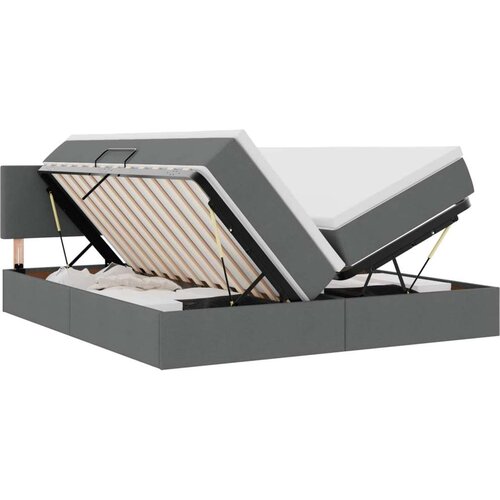  Krevet s od storage Tamno siva 180 x 200 cm Lažna koža - Tamno siva 180 x 200 cm Gladak dizajn Slike