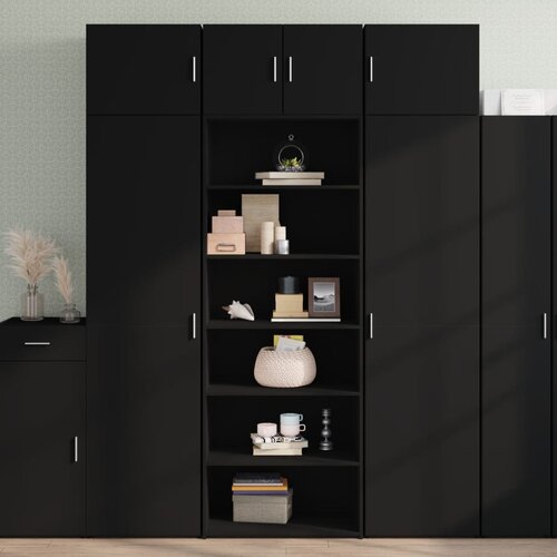 vidaXL Visoka omara črna 70x41x185 cm inženirski les Cene