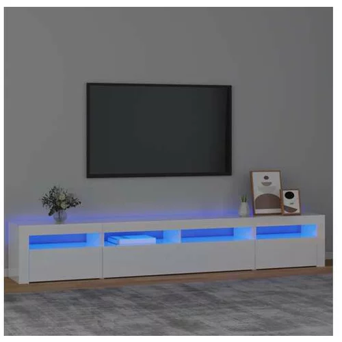 TV omarica z LED lučkami visok sijaj bela 240x35x40 cm