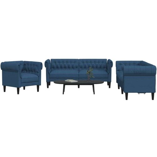  3-dijelni set sofa plavi od tkanine Cijene