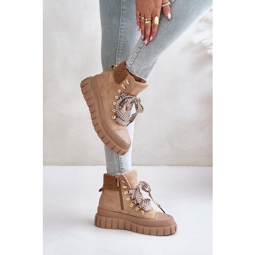 Kesi Women's insulated ankle boots on a platform brown Alcyhen Cene
