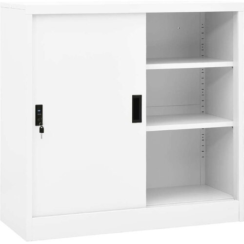 vidaXL uredski ormarić s kliznim vratima bijeli 90x40x90 cm čelični Cene