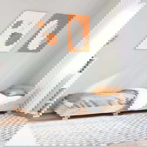  The Living Store Posteljni okvir brez vzmetnice 90x200 cm trdna borovina - Posteljni Okvir, (21457955) Slike