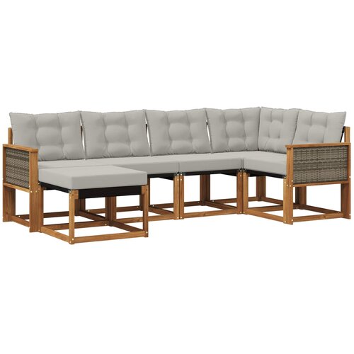 vidaXL Zunanja garnitura za sedenje 6 pcs Naravna in svetlo siva, (5000282472) Cene
