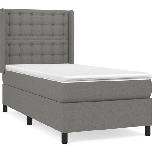 VidaXL Box spring postelja z vzmetnico temno siva 100x200 cm blago, (20899742) Slike