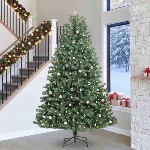 VidaXL Umjetno božićno drvce s nogom Zelena 300 cm PVC i metal Slike