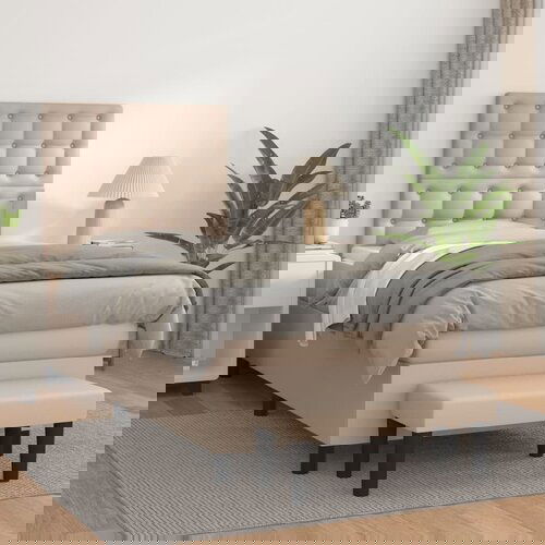  The Living Store Box spring postelja z vzmetnico kapučino 90x200 cm umetno usnje - Box Spring Postelja, (21521654) Cene