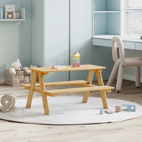  Dječji stol s klupama IRUN 90x79 5x50 cm Masivno drvo - Prirodna 1 Cijene