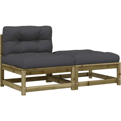  Vrtna sofa bez naslona za ruke s jastucima i tabureom Smeđa Slike