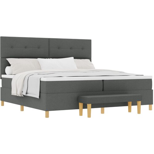 VidaXL Postelja s pomičnim dnom in blazino Temno siva 200x200 cm Tkanina, (22049821) Slike