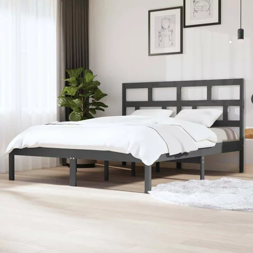  za krevet od masivne borovine sivi 160 x 200 cm