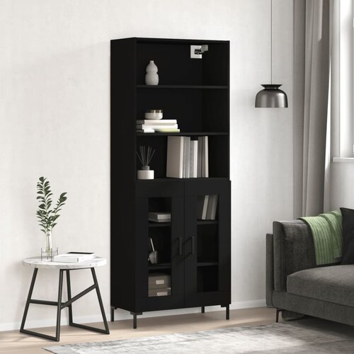 vidaXL Visoka komoda črna 69,5x34x180 cm inženirski les Cene