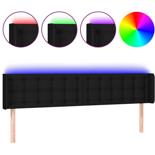 Maison Chic LED posteljno vzglavje - Vzglavna omarica črno 183x16x78/88 cm blago, (22076956) Slike