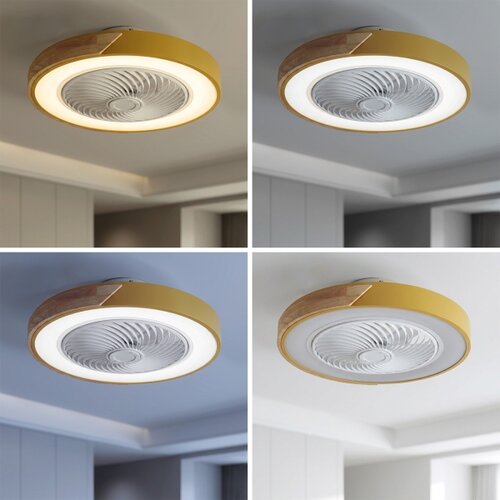  Brilagi - LED prigu&amp;scaron;iva svetiljka sa ventilatorom LED/38W/230V 50 cm zlatna/hrast + daljinski upravljač Slike