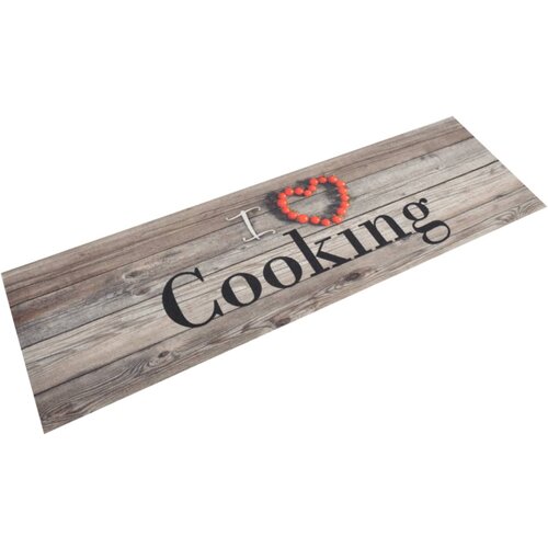 VidaXL Kuhinjski tepih perivi s natpisom Cooking 45x150 cm bar&amp;scaron;unasti Slike