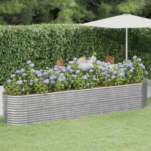 vidaXL visoka greda iz prašno premazanega jekla 368x80x68 cm srebrna Cene