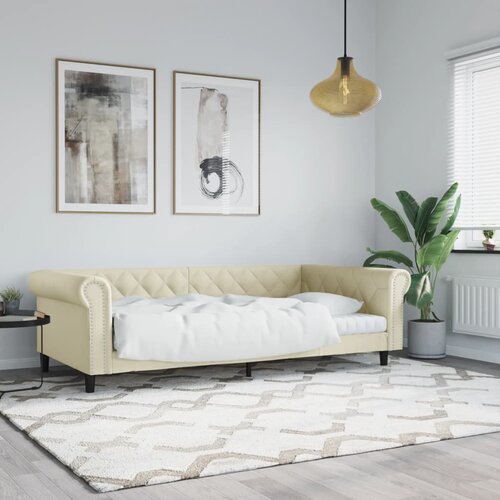  Dnevni krevet krem 100 x 200 cm od umjetne kože Cene