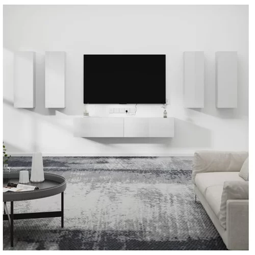vidaXL 6-dijelni set TV ormarića sjajni bijeli drveni