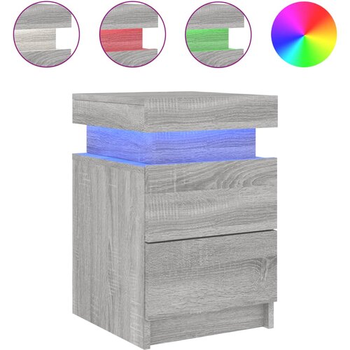 Maison Chic Nočna omarica - Nočna miza z LED lučkami siva sonoma 35x39x55 cm, (21687529) Slike