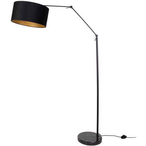 QAZQA Vloerlamp zwart verstelbaar met kap zwart en gouden binnenkant 50cm - Editor Cene