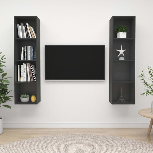 The Living Store Stenske TV omarice 2 kosa sive barve iverna plošča - TV Omarica, (21376399) Cene