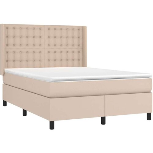 VidaXL Krevet s oprugama i madrac cappuccino 140x190cm od umjetne kože Slike