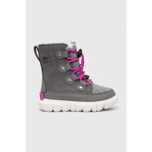 Sorel Dječje cipele za snijeg CHILDRENS EXPLORER™ LACE WP boja: siva