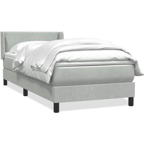 vidaXL Box spring postelja z vzmetnico Svetlo siva 80x210 cm žamet, (21791277) Cene
