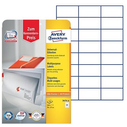 Avery Zweckform Univerzalne etikete 70 x 37 mm, 10/1 Slike