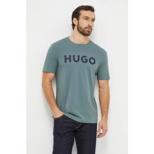 Hugo Bombažna kratka majica moški, zelena barva