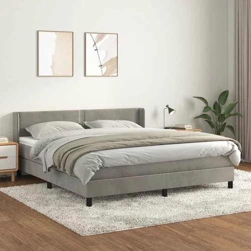  Box spring postelja z vzmetnico svetlo siva 180x200 cm žamet, (20898686)