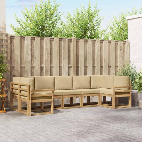  Set vanjskih sofa 7 kom. Bijela i bež Smeđa 304 x 130,5 x 73 cm Cene