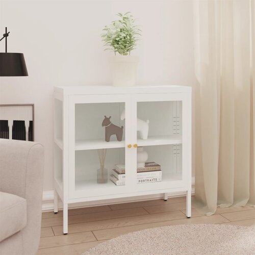 VidaXL komoda bijela 70 x 35 x 70 cm od čelika i stakla Slike