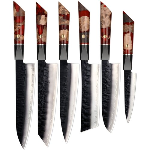 IZMAEL set damaskih kuhinjskih noževa AR-37339 - crvena Cijene