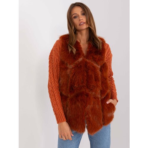 Fashion Hunters Dark orange fur vest with lining Slike