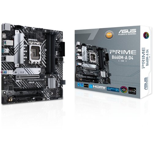 Asus MB PRIME B660M-A D4-CSM Intel B660, LGA 1700, 4xDDR4 2xHDMI, DP, RAID micro ATX Slike