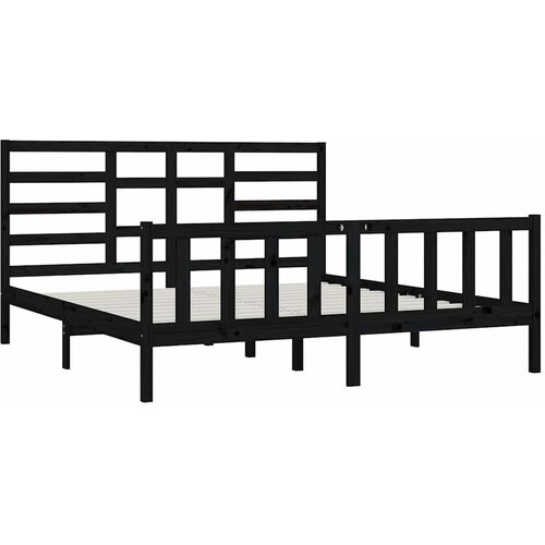  Okvir za krevet od masivne borovine crni 200 x 200 cm Slike