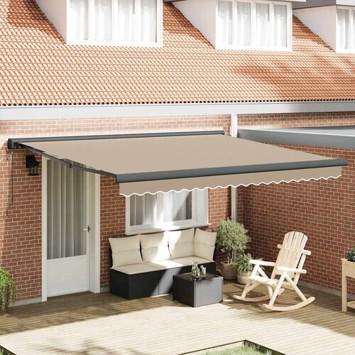 vidaXL Retraktilna tenda Bež 400 &times; 300 cm Tkanina, kovina - - Bež - 54.67 - 400 &times;300 cm - Cene