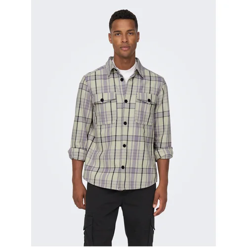 Only Cream-purple men's plaid shirt & SONS Milo - Men