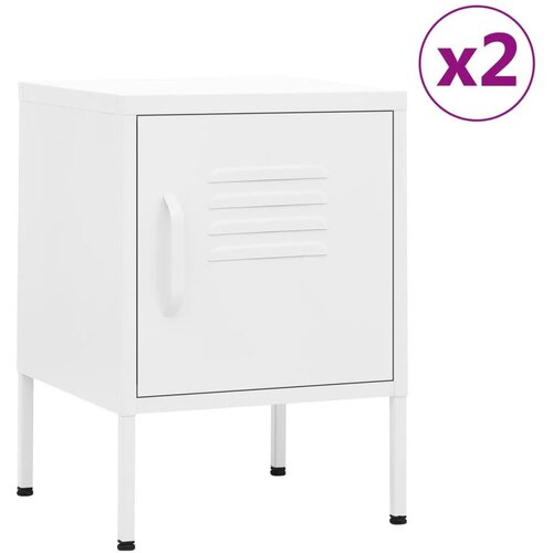  Nočne omarice 2 kosa bela 35x35x51 cm jeklo Slike