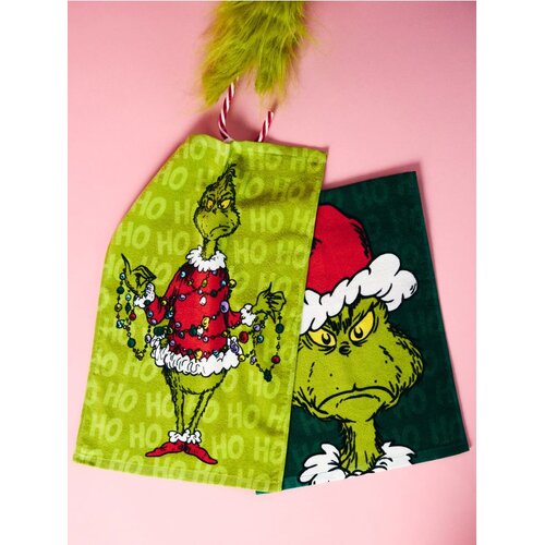 Sinsay Set dječjih pamučnih ručnika za ruke s božićnim motivom 2 pack Grinch Slike