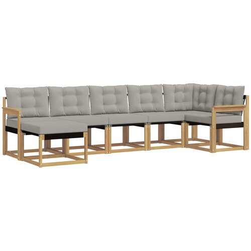  Set vanjskih sofa 7 kom. Bijela i svjetlosiva Smeđa 306 x 128,5 x 73 cm Slike