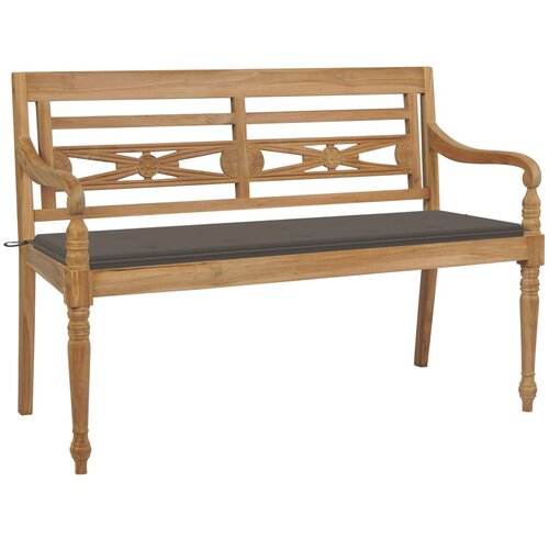 VidaXL Klop Batavia s taupe blazino 150 cm trdna tikovina Slike
