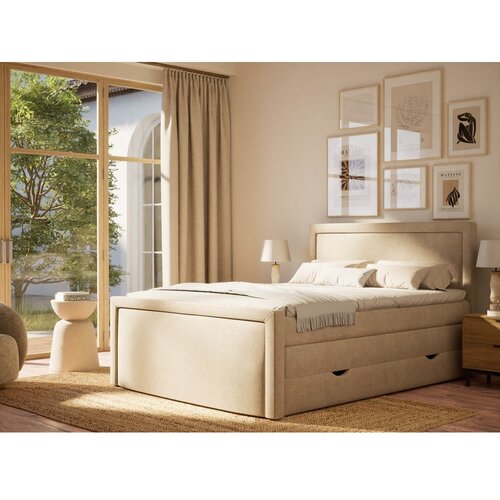 Maison de R&amp;ecirc;ve Bež boxspring postelja s prostorom za shranjevanje 180x200 cm Fresco &amp;ndash; Slike