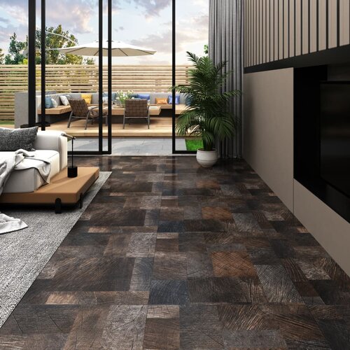 vidaXL Samoljepljive podne obloge PVC 5,11 m² smeđa struktura drva Cijene
