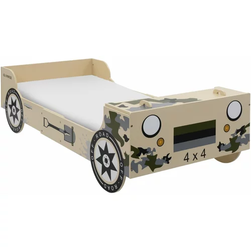 vidaXL otroška postelja terenski avto 90x200 cm kamuflažna