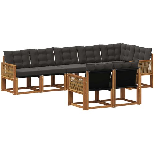 vidaXL Zunanja garnitura za sedenje z blazino 8 pcs Naravna in črna, (5000272847) Cene